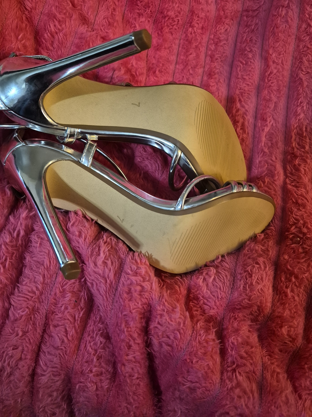 Steve Madden Silver Strappy Stiletto Sandals - Picture 5 of 7